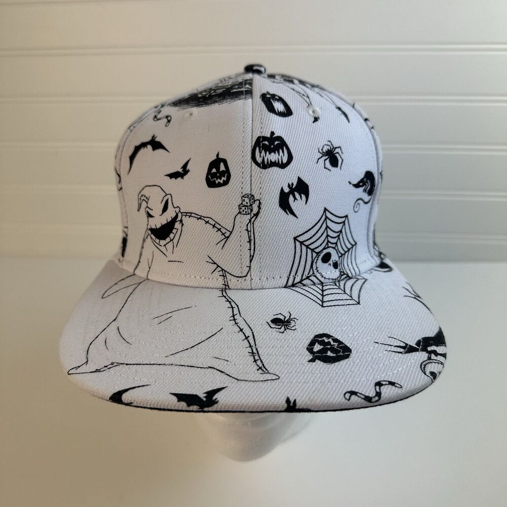 Nightmare Before Christmas Hat White Black Oogie Boogie Graphic Print Disney Cap